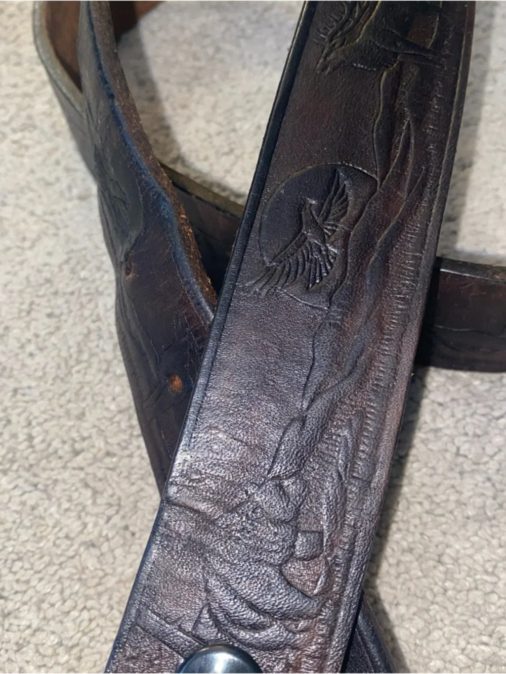 VTG‎ TOOLED Dark Leather Nature Western Belt  Men’s Size 44-46 *SEE Measurements